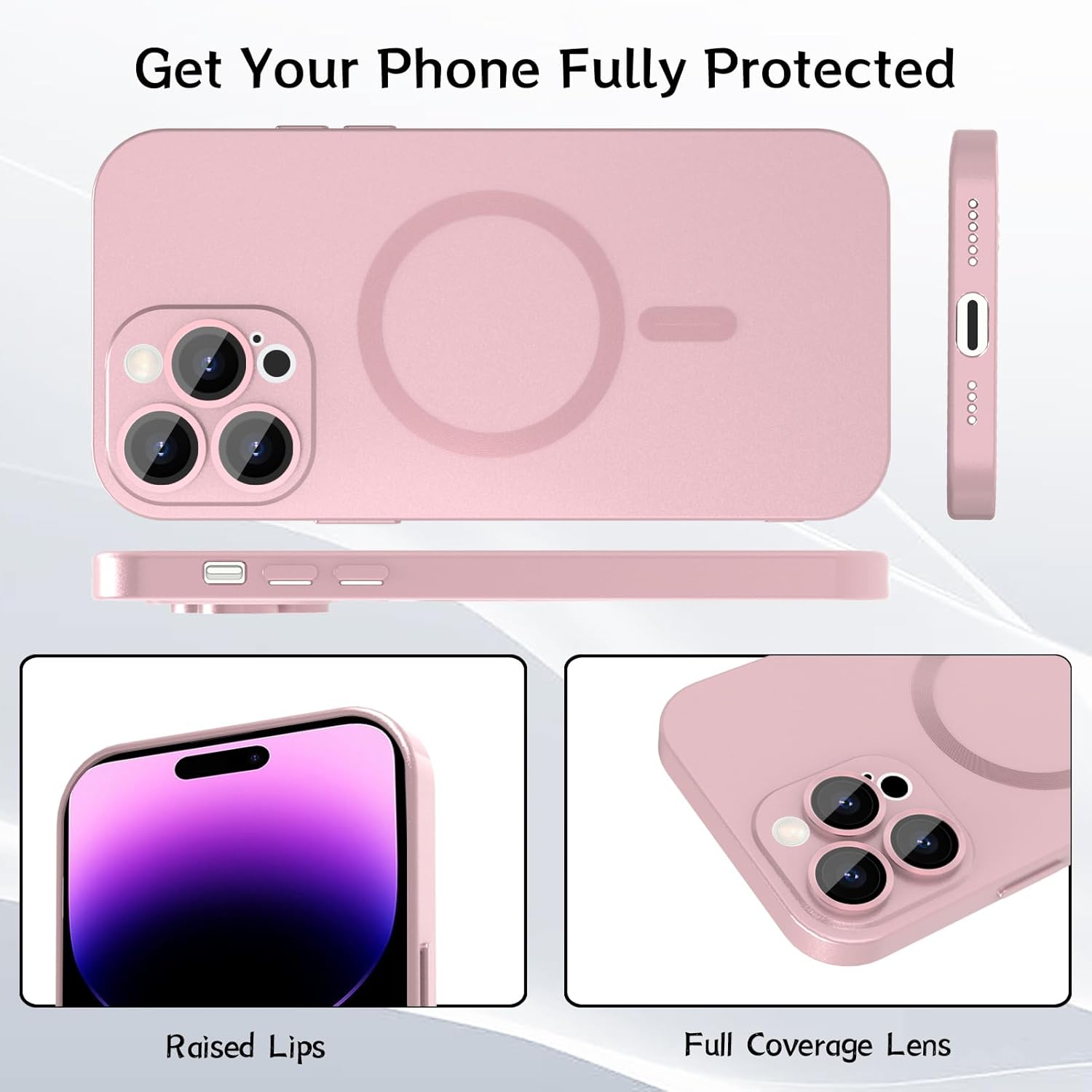Funda magnética para iPhone 15 Pro Max para mujer, diseño de brillo metálico suave mate de lujo con protector de lente de cámara, compatible con