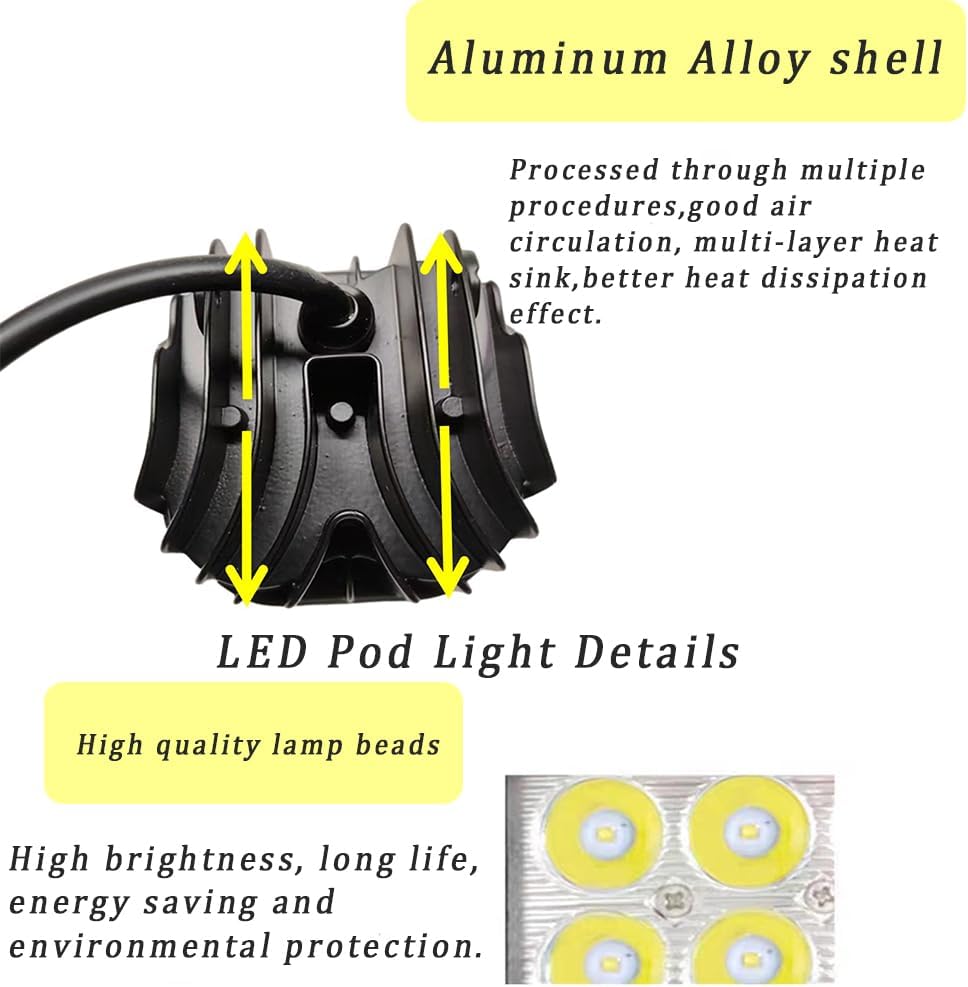 Paquete de 2 luces LED para cápsulas, 3 pulgadas, 66 W, luces LED de conducción con haz combinado de inundación puntual, barras de luz automotriz