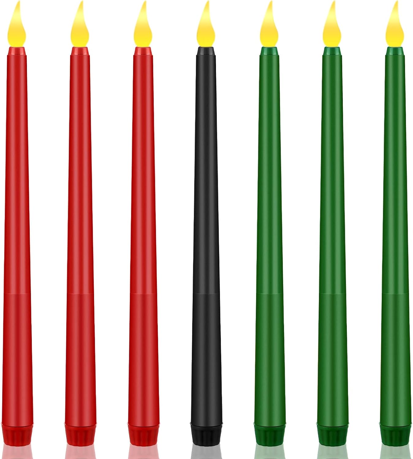 7 velas LED Kwanzaa Mishumaa Saba verde, rojo y negro, velas cónicas para decoración de iglesia