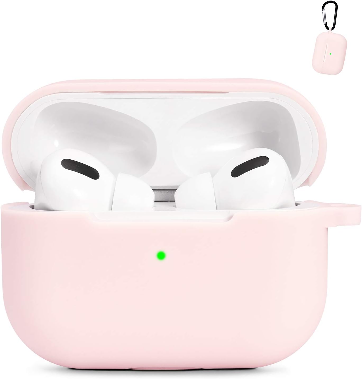 Funda de silicona para AirPods Pro a prueba de golpes, compatible con Apple AirPods Pro LED frontal visible con mosquetón Funda de carga para AirPod