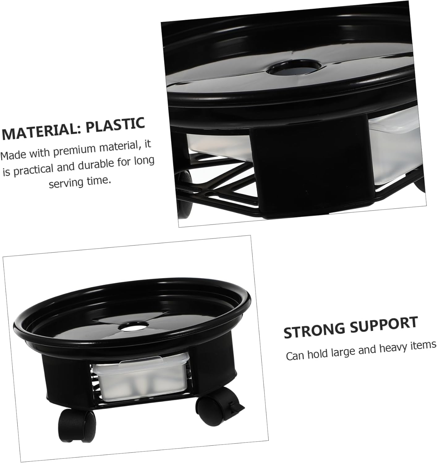 YARNOW 2 bandejas para macetas para plantas, macetas para plantas al aire libre, carros con ruedas, soporte para macetas resistente, estante rodante