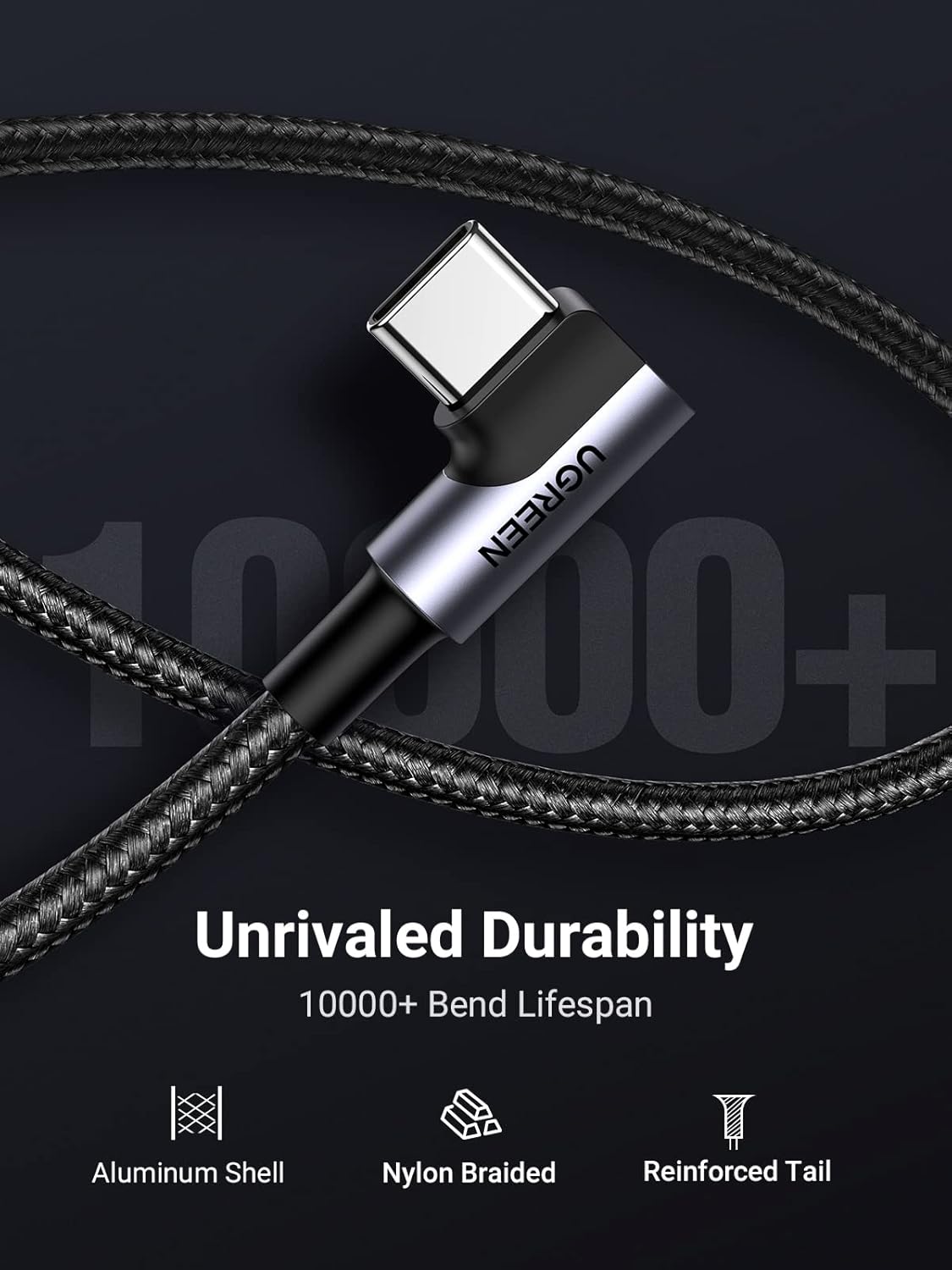 UGREEN Cable USB C en ángulo recto USB A a tipo C compatible con iPhone 1515 Plus15 Pro15 Pro MaxGalaxy S10S10+ Note 20LG V50V60iPad Mini 6 Air