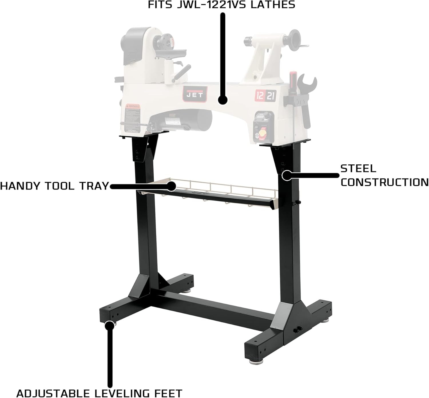 JET 719202A Soporte de torno (para JWL-1221VS), negro