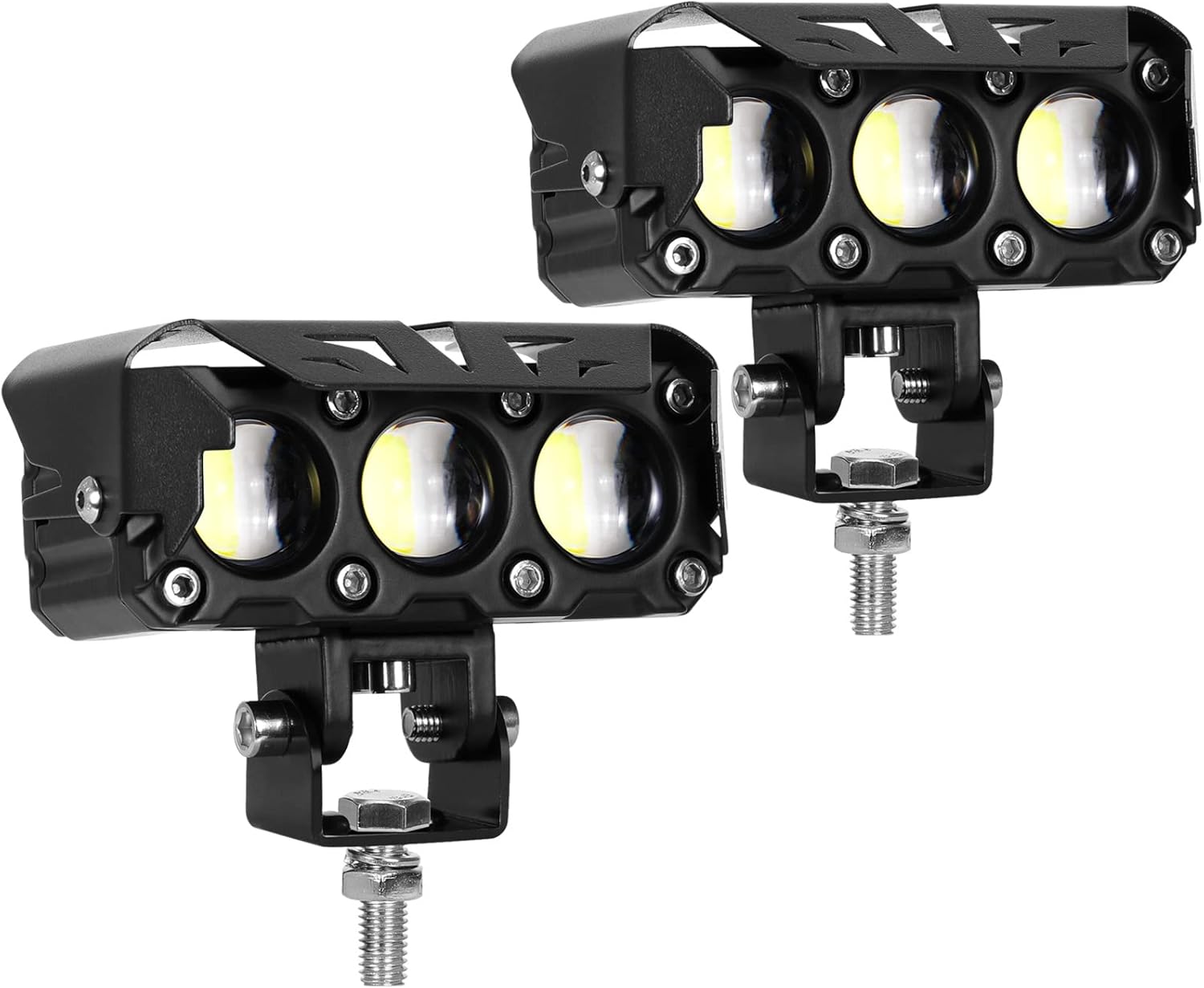 KAWELL Luz de conducción LED de 60 W, luz antiniebla auxiliar, foco LED, IP68, impermeable, doble color, luz de trabajo LED para motocicleta,