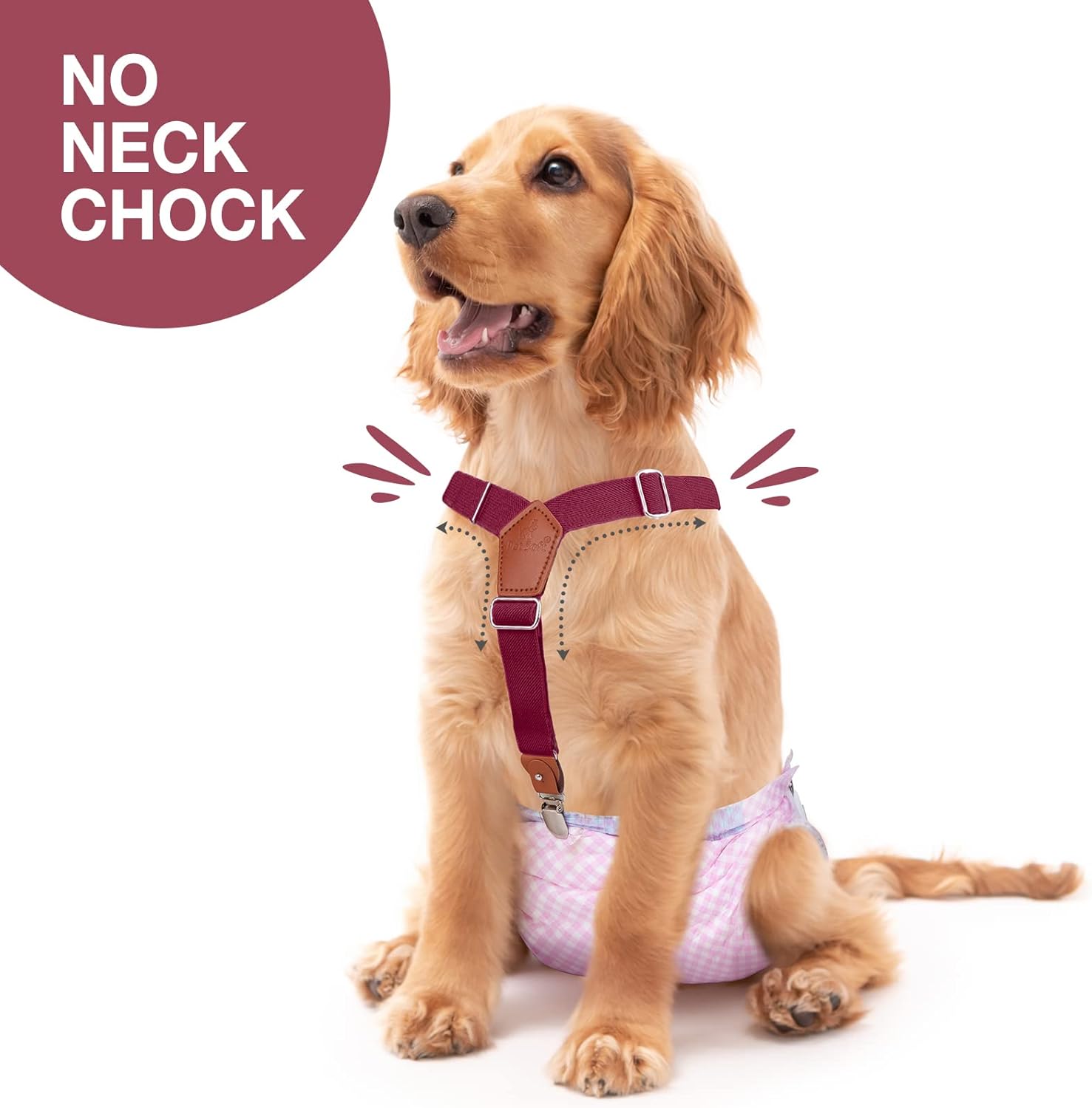 Pet Soft Tirantes para perro, 2 piezas de tirantes de pañales para perras, para falda de perro, vestido para perro (color marrón y borgoña, ML)
