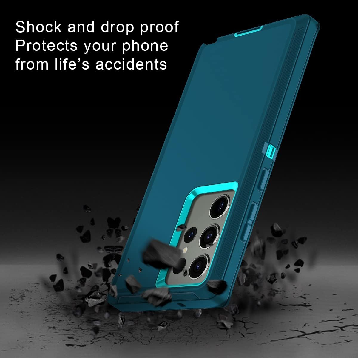 I-HONVA Funda para Samsung Galaxy S23 Ultra con 2 protectores de lente de cámara, resistente a prueba de golpes, 3 capas, protección de cuerpo