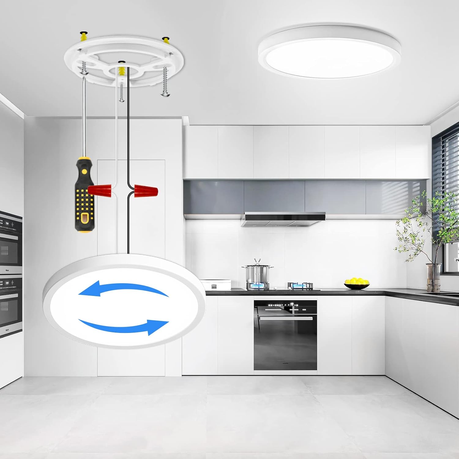 Lámpara de techo LED de montaje empotrado, súper delgada de 7 pulgadas, luz de techo LED de 6500 K para dormitorio, sala de estar, comedor