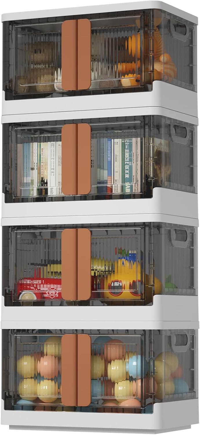 HAIXIN Contenedores de almacenamiento de plástico, organizadores apilables de armario y almacenamiento, estantería plegable para dormitorio,