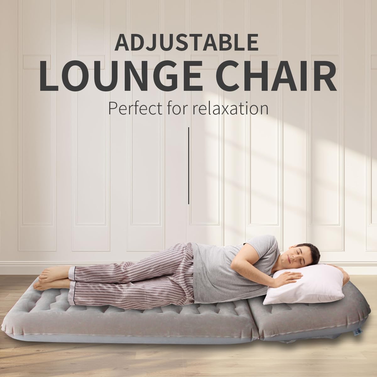 Baiao Sillón inflable para sofá, con bomba de aire, respaldo reclinable ajustable, colchón de aire para camping, interior, sala de estar, dormitorio