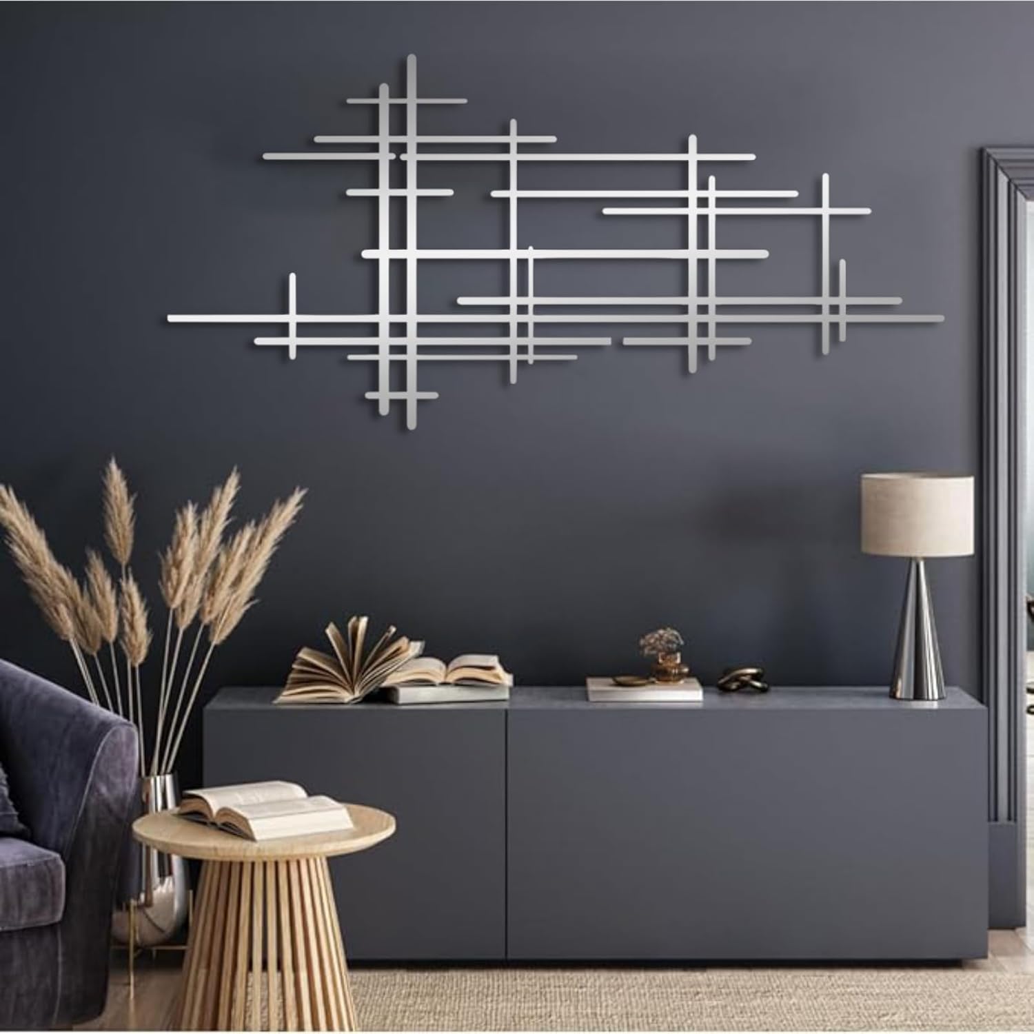 Arte de pared de metal, arte de pared geométrico de metal, arte de pared geométrico, decoración de pared geométrica de metal, arte abstracto de