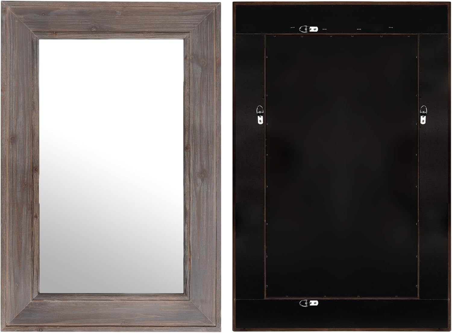 WallBeyond Espejo de pared con marco de madera de granja de 24 x 36 pulgadas, espejo de baño de madera natural, espejo de pared rectangular de