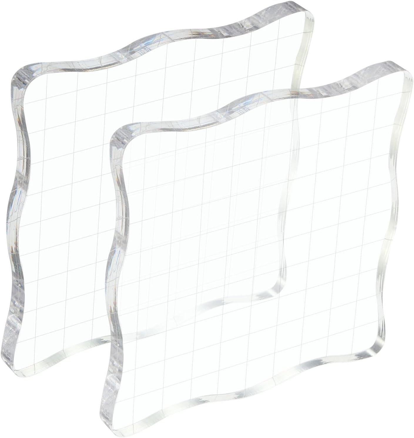 PATIKIL Bloque de sello acrílico de 4 x 4 pulgadas, paquete de 2 bloques de estampado transparentes con líneas de cuadrícula, bloques de montaje