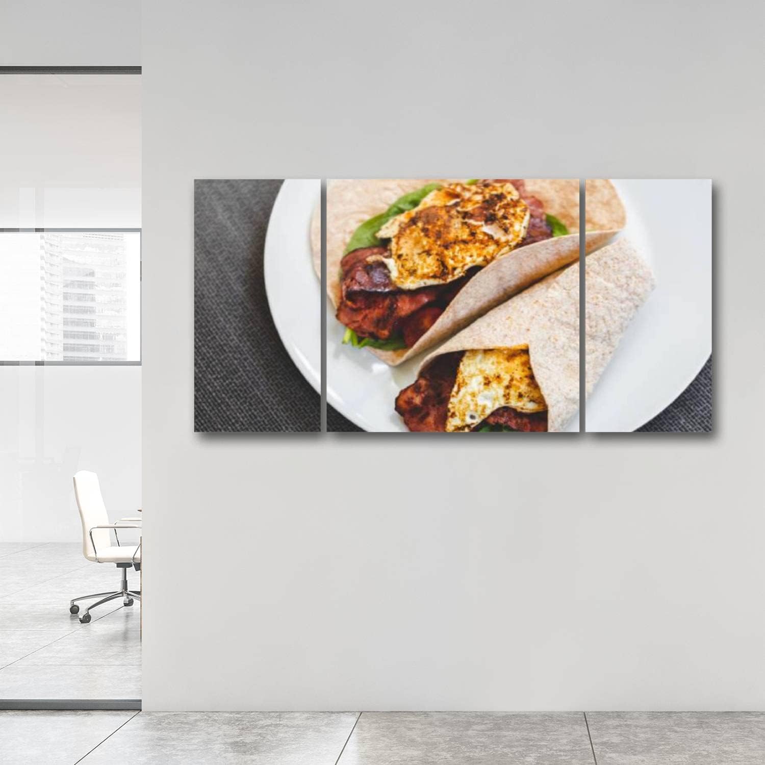 Lienzo decorativo para pared, huevo, pavo, tocino, espinacas, sándwich de desayuno rápido y saludable, variedad de alimentos, cocina y cocina,