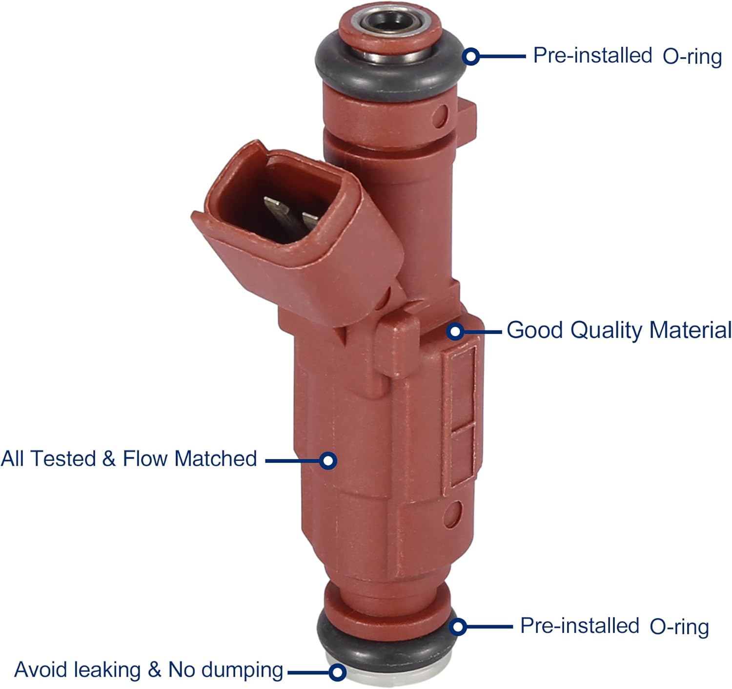 X AUTOHAUX 4 unids 35310-2E000 Inyector de combustible emparejado de flujo para Hyundai Elantra 1.8L 2011-2013 Marrón