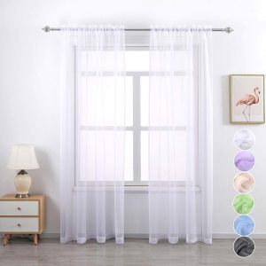 GYROHOME Cortina de gasa transparente con bolsillo para barra, filtro de luz solar, protege la privacidad de poliéster transparente para sala de GYROHOME Cortina de gasa transparente con bolsillo para barra, filtro de luz solar, protege la privacidad de poliéster transparente para sala de