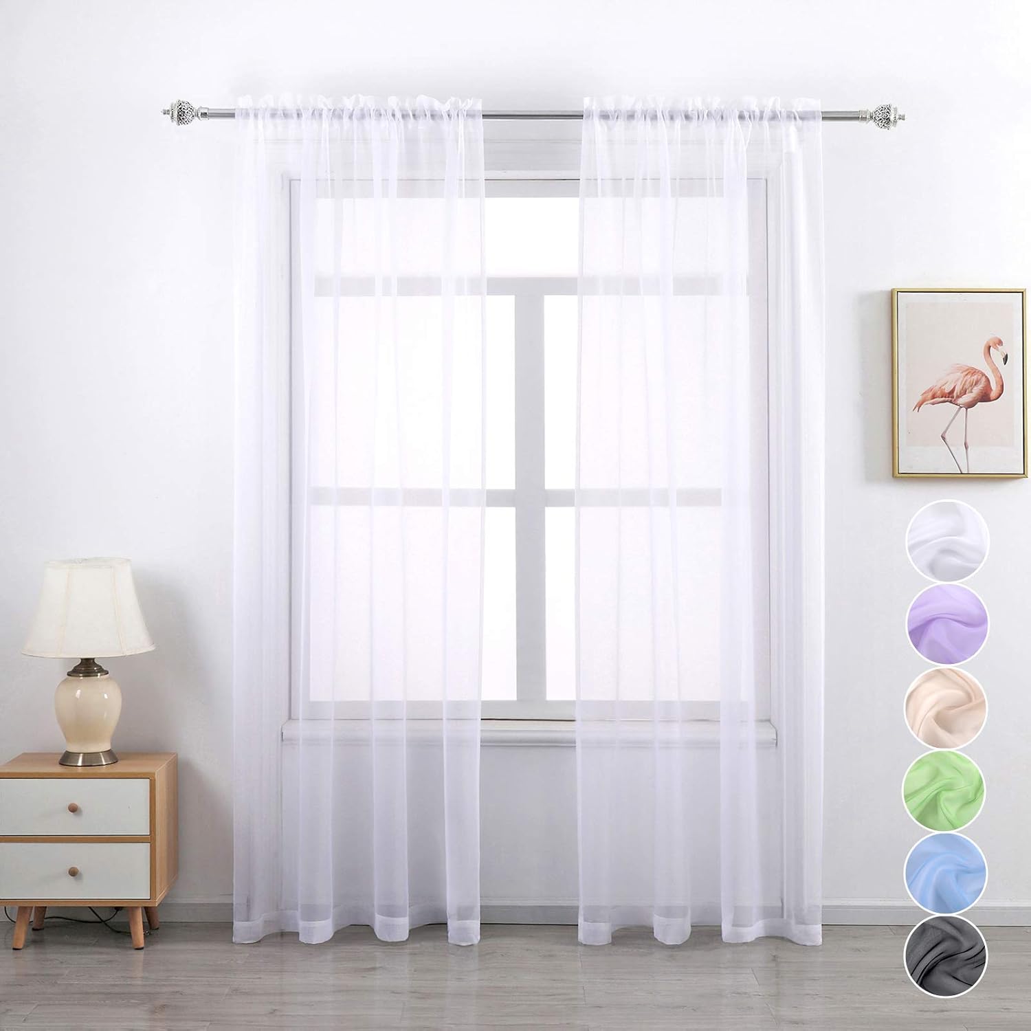 GYROHOME Cortina de gasa transparente con bolsillo para barra, filtro de luz solar, protege la privacidad de poliéster transparente para sala de