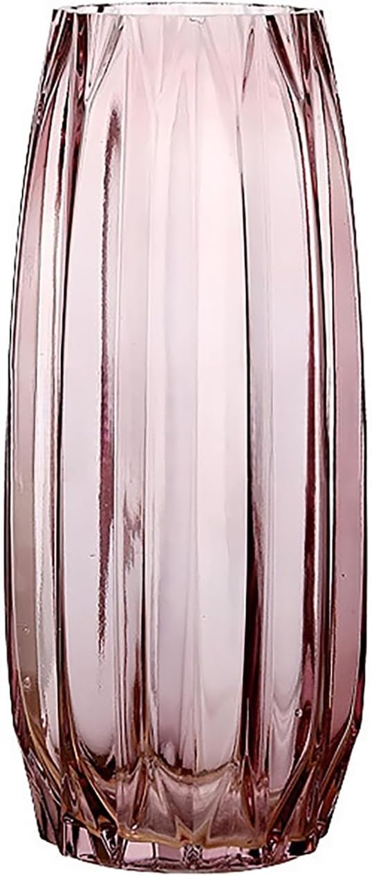 Jarrón de cristal morado y rosa moderno para flores, velas y detalles decorativos, florero de vidrio altocorto para centros de mesa, decoración de