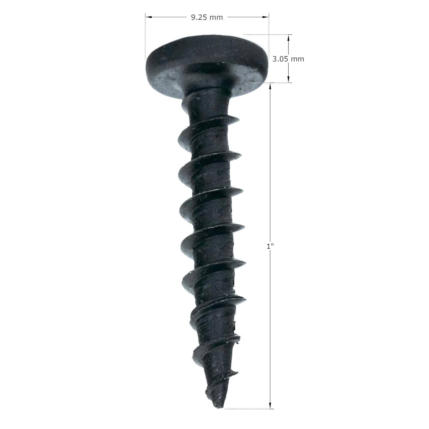 Paquete de 100 tornillos Rok Hardware #10 x 1 pulgada de rosca gruesa profunda, tornillos de cabeza de cacerola de fosfato negro, madera MDF