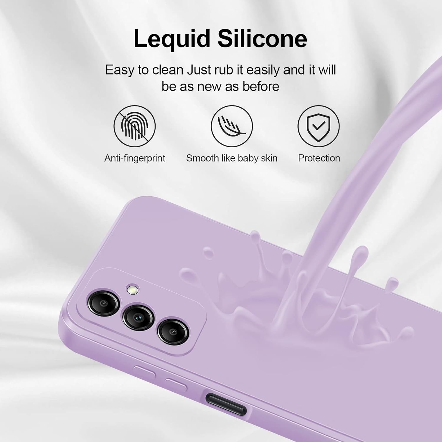 Funda de silicona compatible con Samsung Galaxy A14 5G4G, cuerpo completo, sedosa, suave al tacto, con protección para cámara, a prueba de golpes,