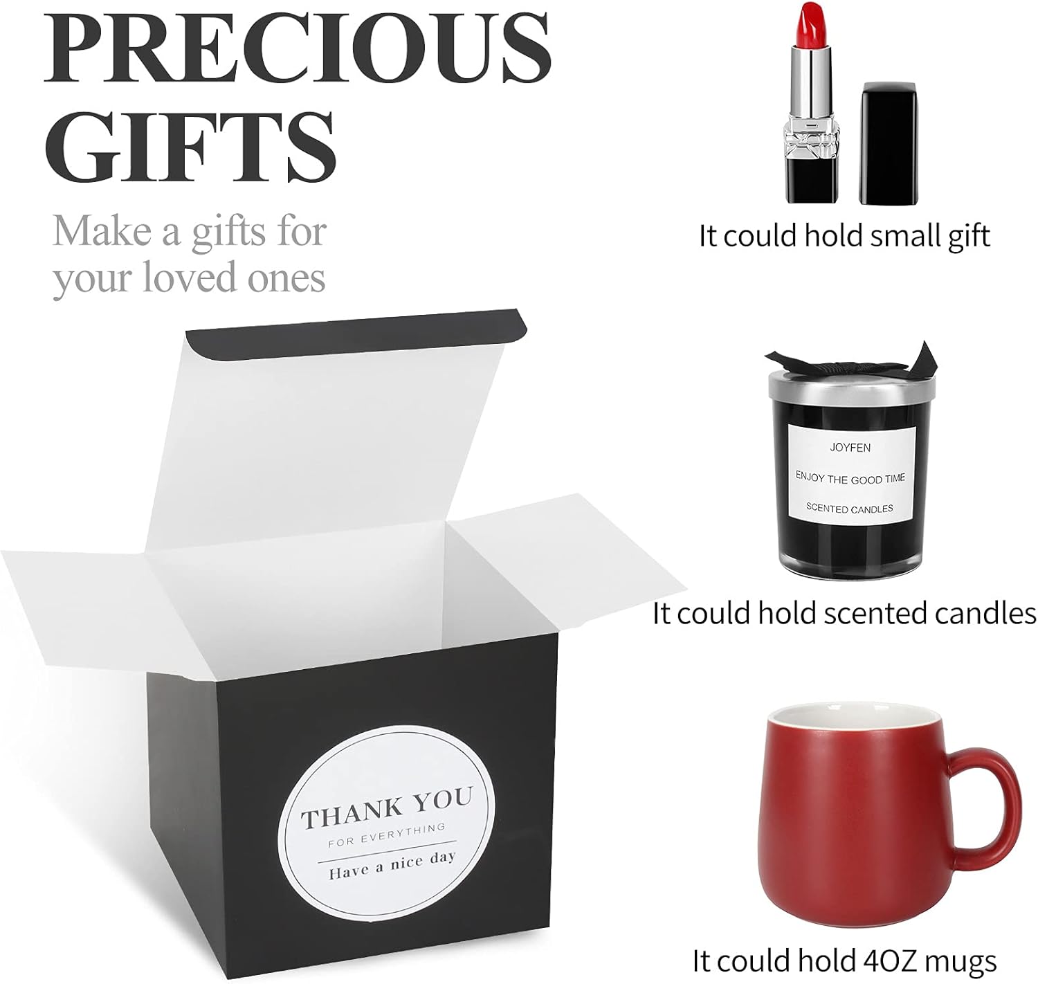 COTOPHER Paquete de 60 cajas de regalo pequeñas de 4 x 4 x 4 pulgadas, cajas de regalo negras con tapas para regalos, manualidades, recuerdos de