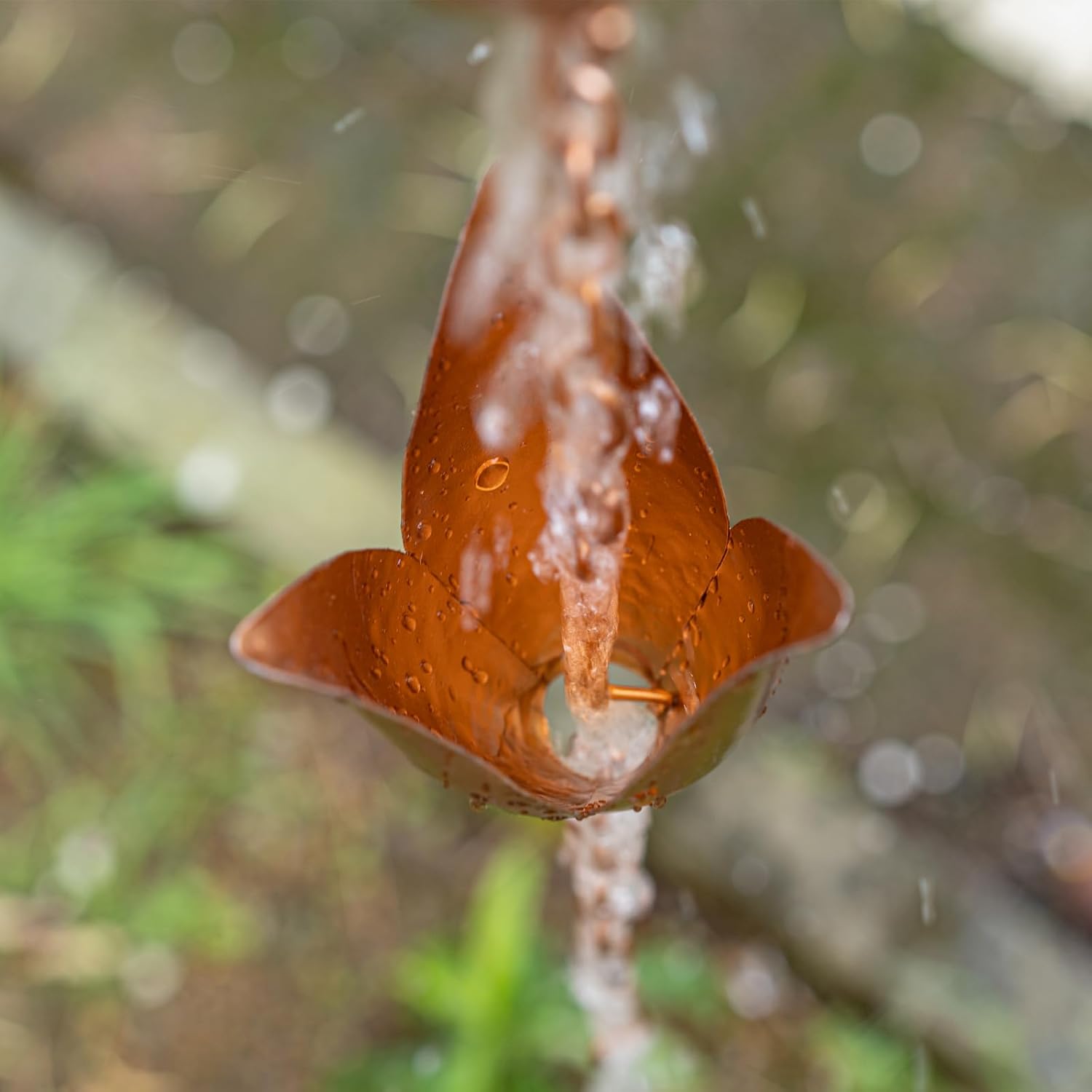 TZSSP Cadenas de lluvia decorativas con 12 tazas, cadena de lluvia para el hogar, jardín, patio, decoración al aire libre, 8-12 de longitud, hoja