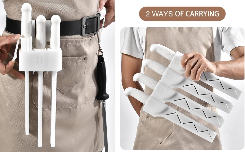 Juego de cuchillos de hueso enfundados multiusos, cuchillo de minería, hoja curvadasemiflexible de 6 pulgadas (3PC 4+5+6)