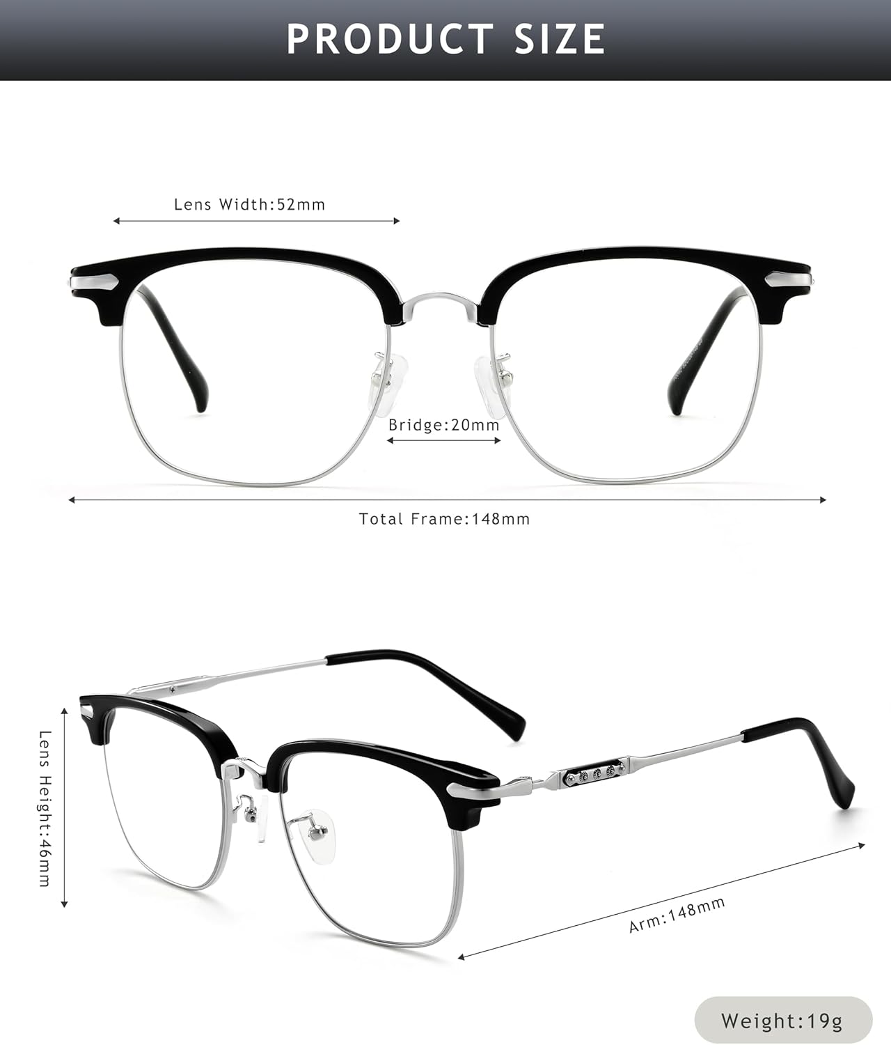 Gafas de bloqueo de luz azul semi sin montura a la moda y cómodas, perfectas para teléfonos y computadoras