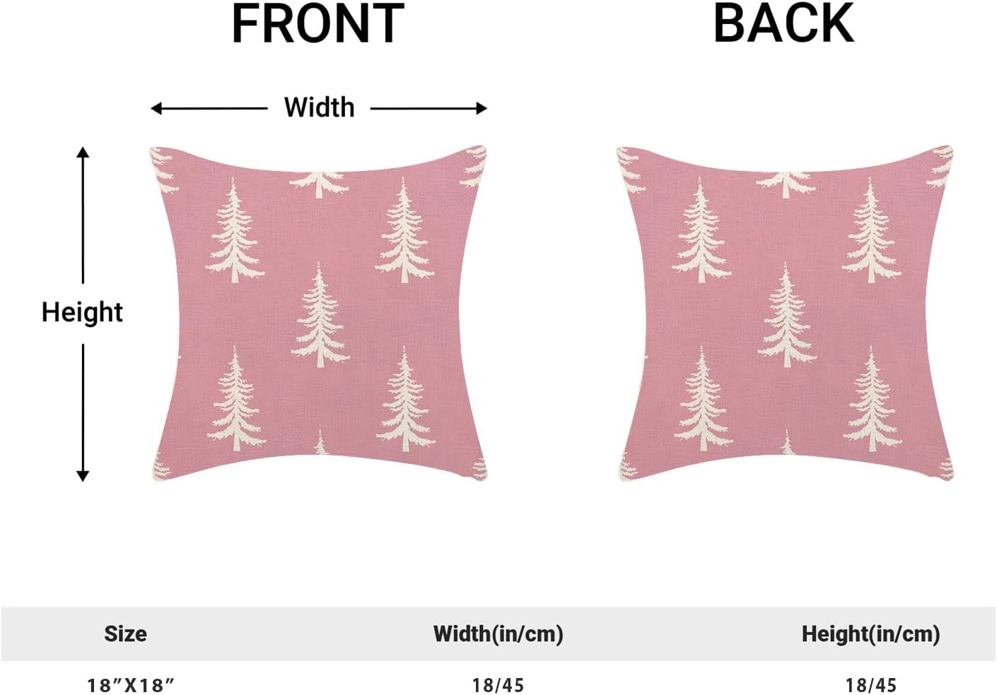CXMEIFLY Juego de 2 fundas de almohada de Navidad de 18 x 18 pulgadas, color rosa y blanco, decoración de árbol de Navidad, para invierno, Navidad,