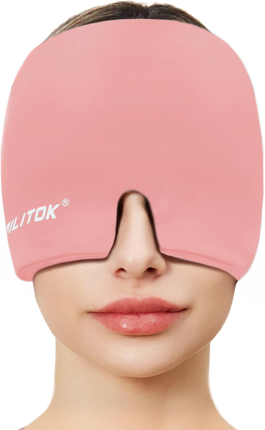 EXQUISLIFE Gorro para aliviar el dolor de cabeza de migraña, envoltura de gel para la cabeza, terapia fría y caliente, máscara para ojos sinusales,