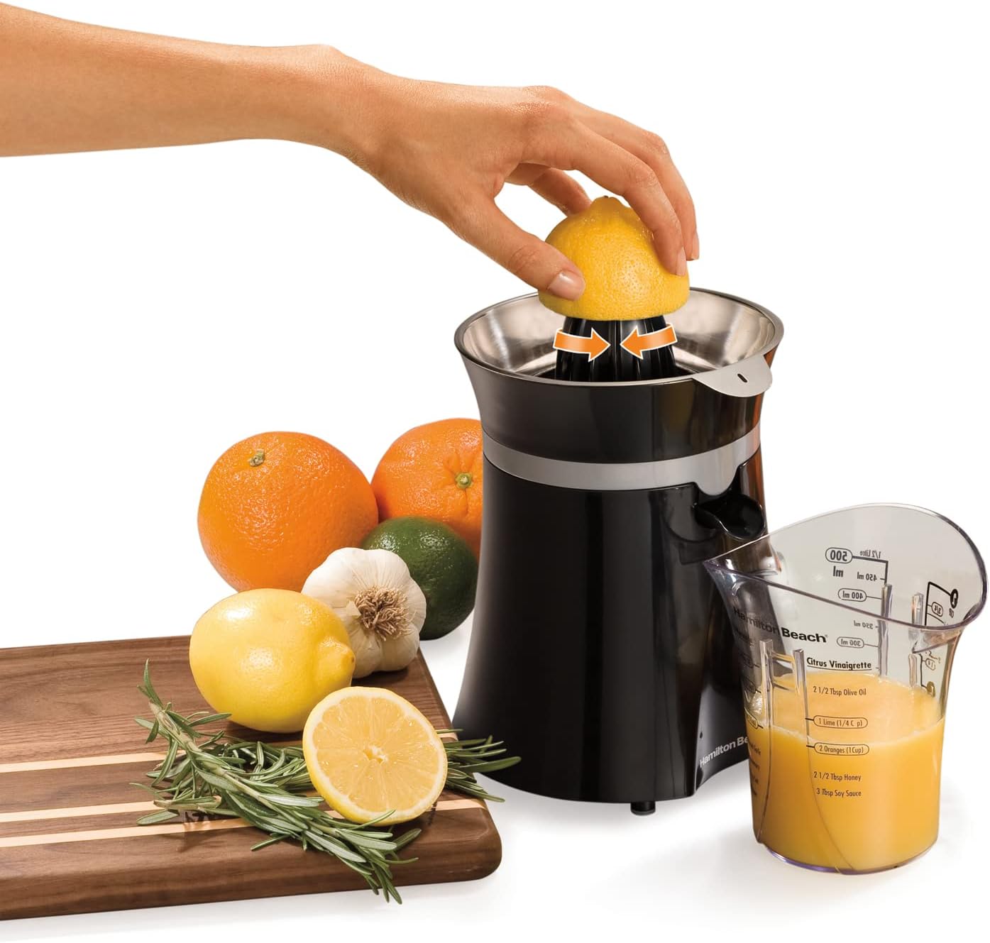 Hamilton Beach 66333 Fresh Mix Exprimidor de cítricos de 2 tazas, color negro