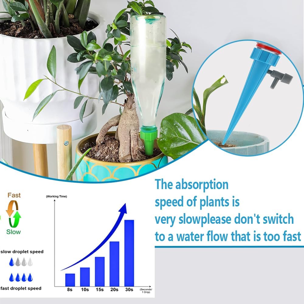 Dispositivos de riego de plantas, inserto de maceta de riego automático con diseño de interruptor de válvula de control ajustable, 10 unidades