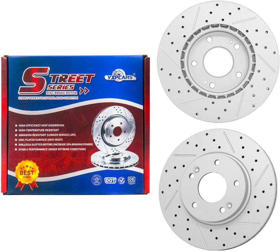 Rotores perforados delanteros + pastillas de freno para Hyundai Elantra Kia Forte Koup-Premium rotores perforados y ranurados, mecánico certificado