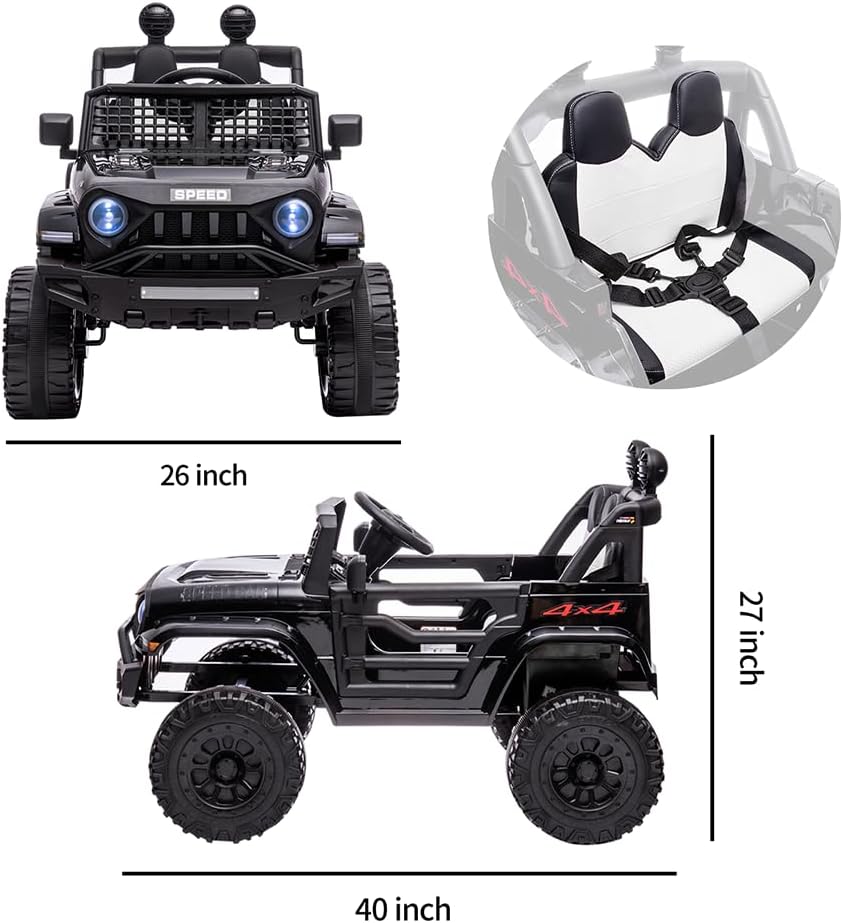 Coche de paseo para niños con batería de 12 V con control remoto, botón de arranque, botón oscilante, MP3, ruedas eléctricas, vehículos eléctricos,