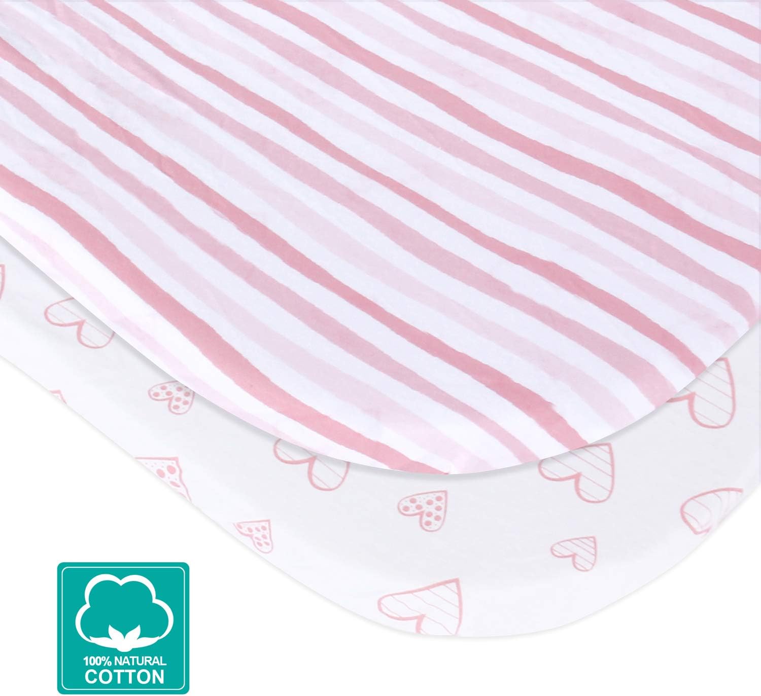 Sábanas de moisés compatibles con 4moms Breeze Plus moisés (no playard), paquete de 2, 100% algodón de punto jersey, transpirables y suaves