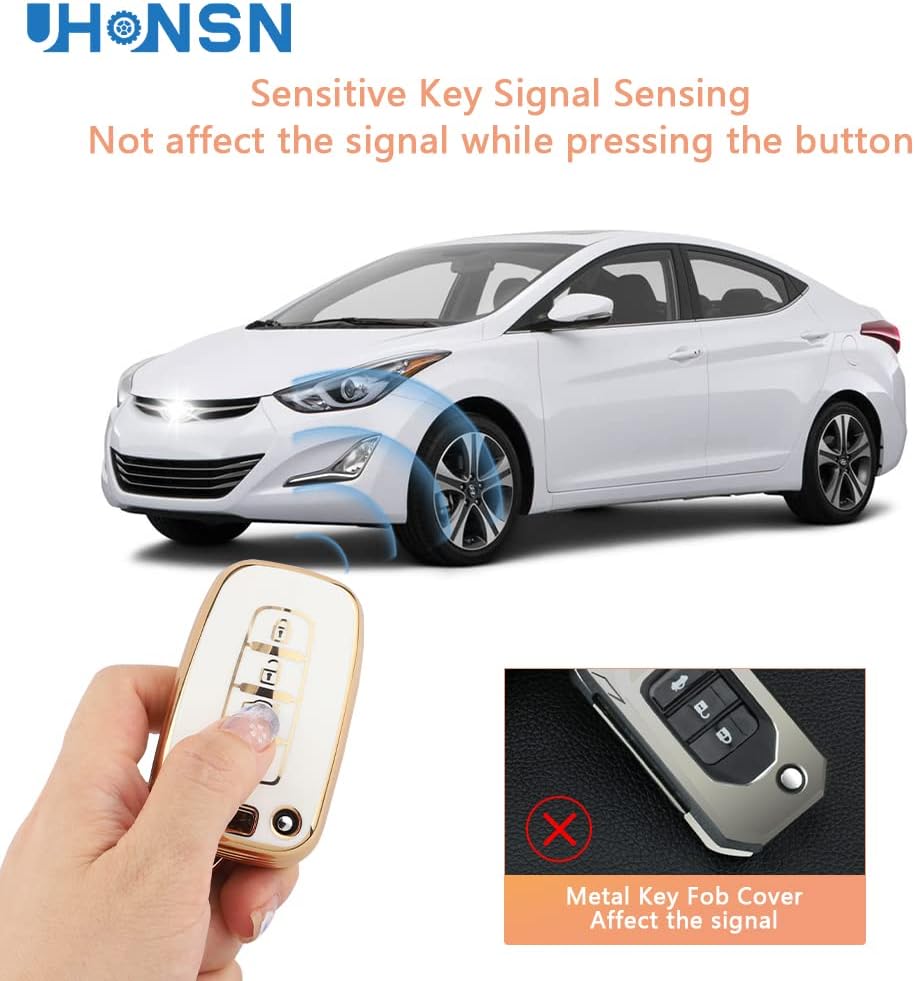 UHONSN Funda para llave de Hyundai y Kia de TPU suave con llavero para mujeres, protector compatible con Elantra GT, Genesis, Santa Fe, Veloster,