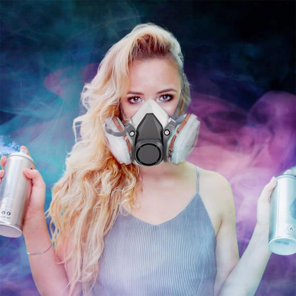 Máscara respiradora reutilizable de media cara 6100 máscara de gas con filtrosgafas de seguridad Respirador de pintura para productos químicos