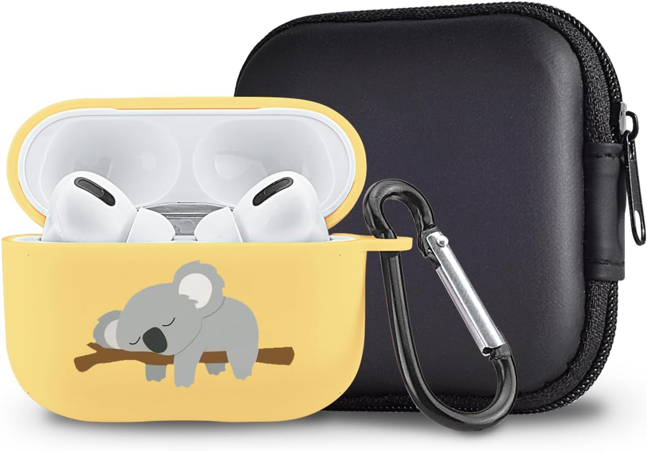 Bonita funda de koala para dormir compatible con AirPods Pro 2 con llavero, diseño de animales de dibujos animados, funda de TPU suave para AirPods