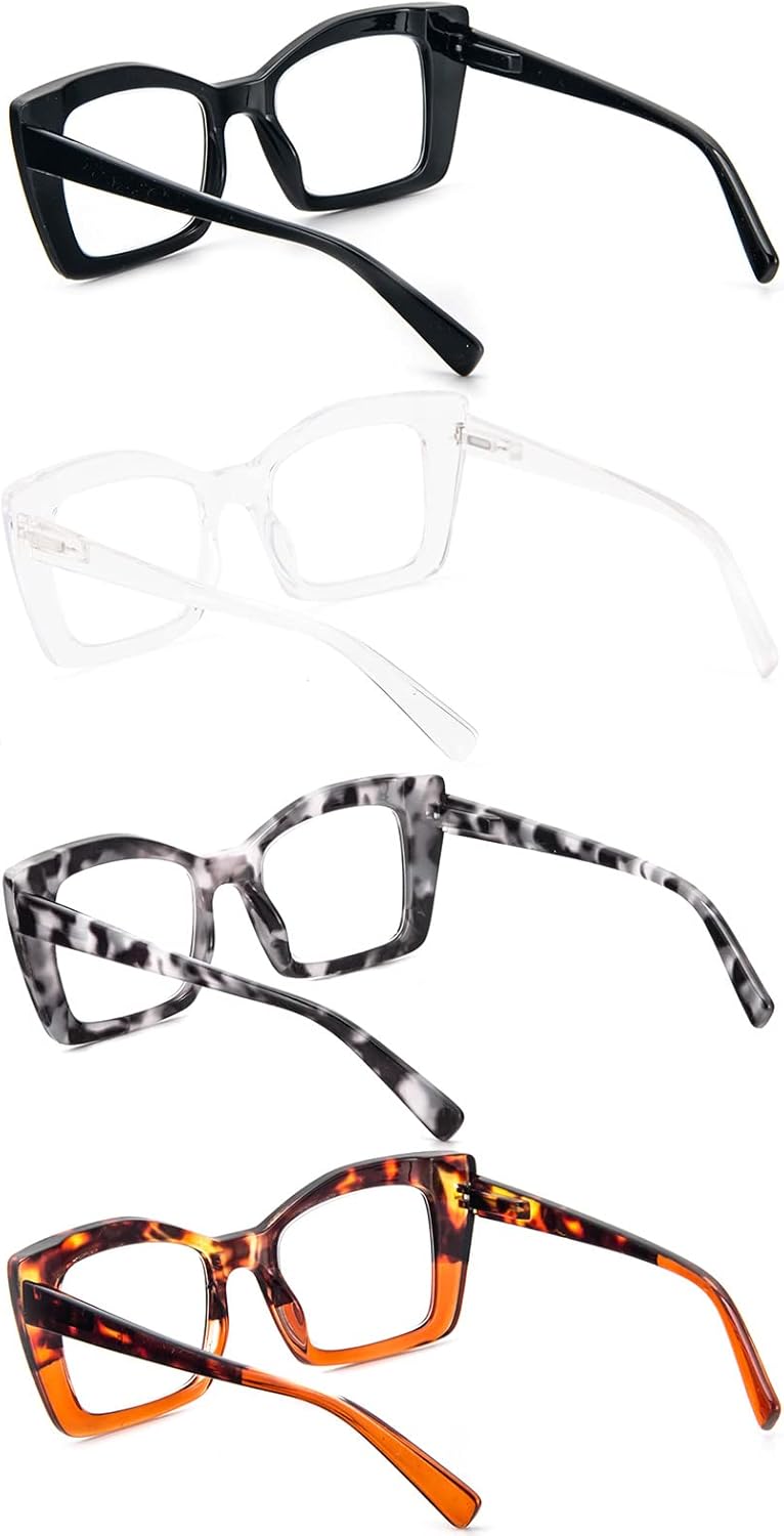 DXYXYO Lentes de lectura cuadrados de gran tamaño para mujer, bloqueo de luz azul, estilo Oprah, marco grueso, lectores con bisagra de resorte