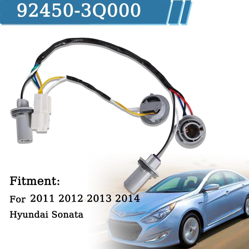 92450-3Q000 92450 3q000 3q000 Lámpara de luz trasera, soporte de enchufe y cable compatible con Hyundai Sonata 2011-2014, reemplaza 92450-3Q000