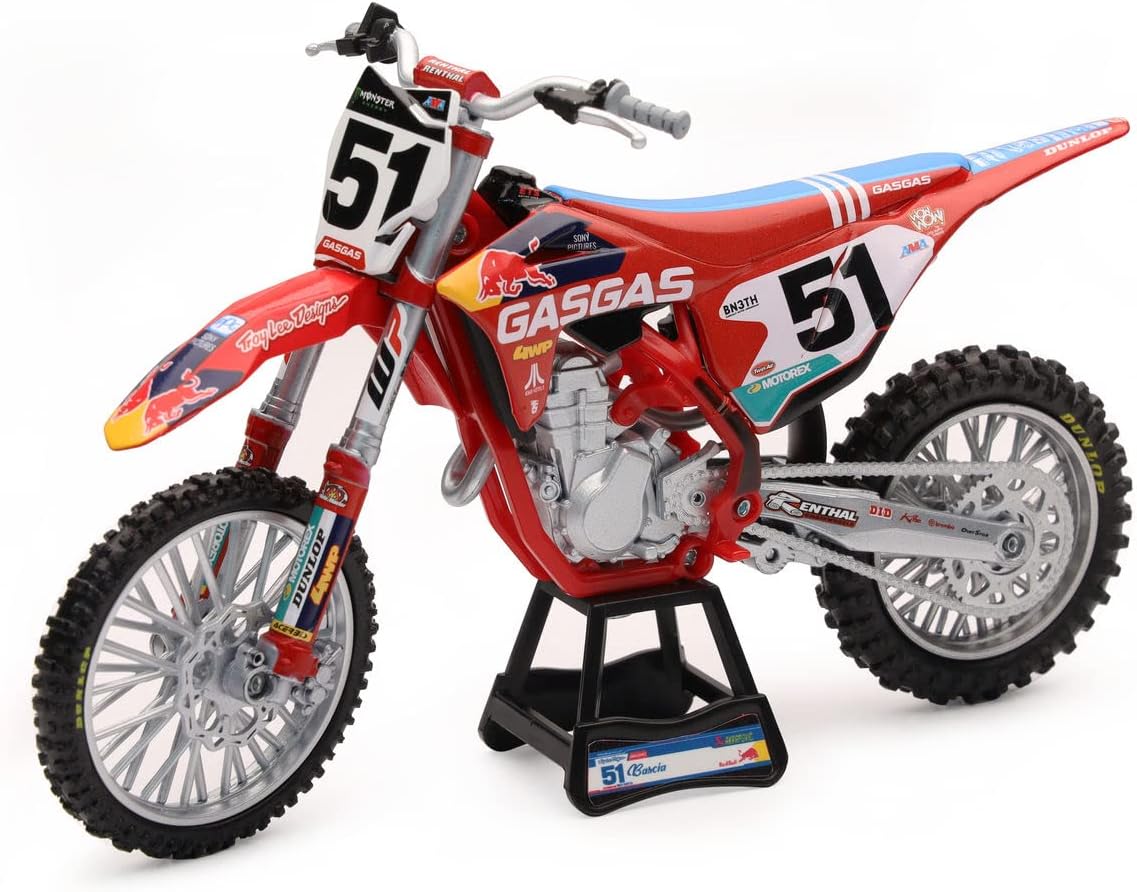 Escala 112 DIE CAST NewRay Troy Lee Designs Red Bull MC450F Factory Racing Team Bike 2020 Rider Justin Barcia (No. 51) 58303