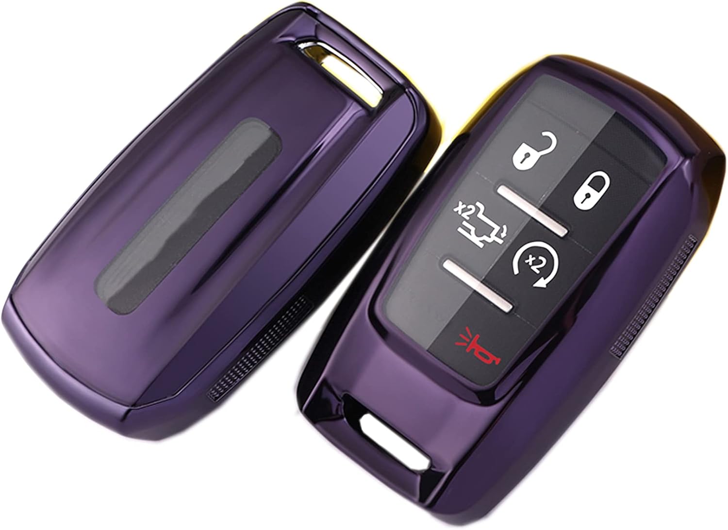 Funda para llavero para Dodge Ram 1500 2019, 2020, 2021, accesorios de TPU suave, soporte remoto de piel, funda de entrada sin llave (morado)