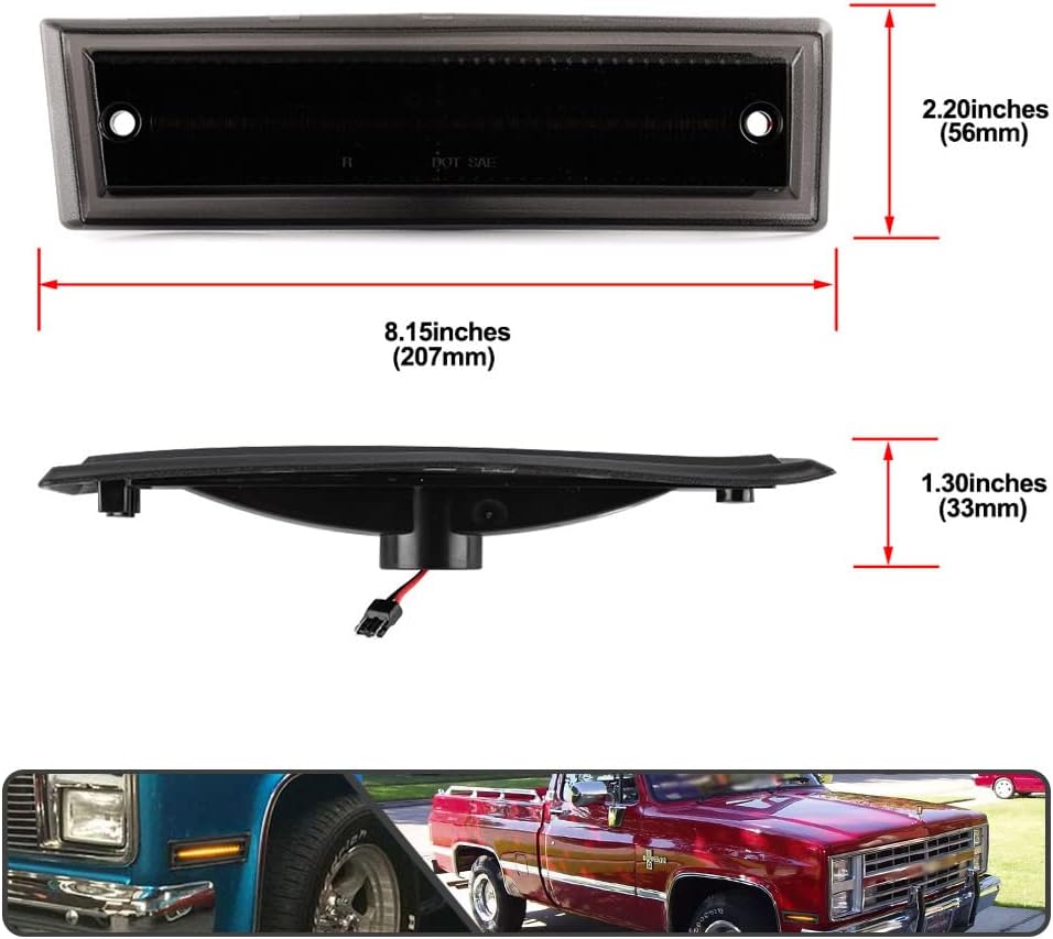 2 luces LED ámbar de marcador lateral para Chevy K5 Blazer GM CK RV Truck para GMC Jimmy 1984-1991 indicador de guardabarros delantero, luces