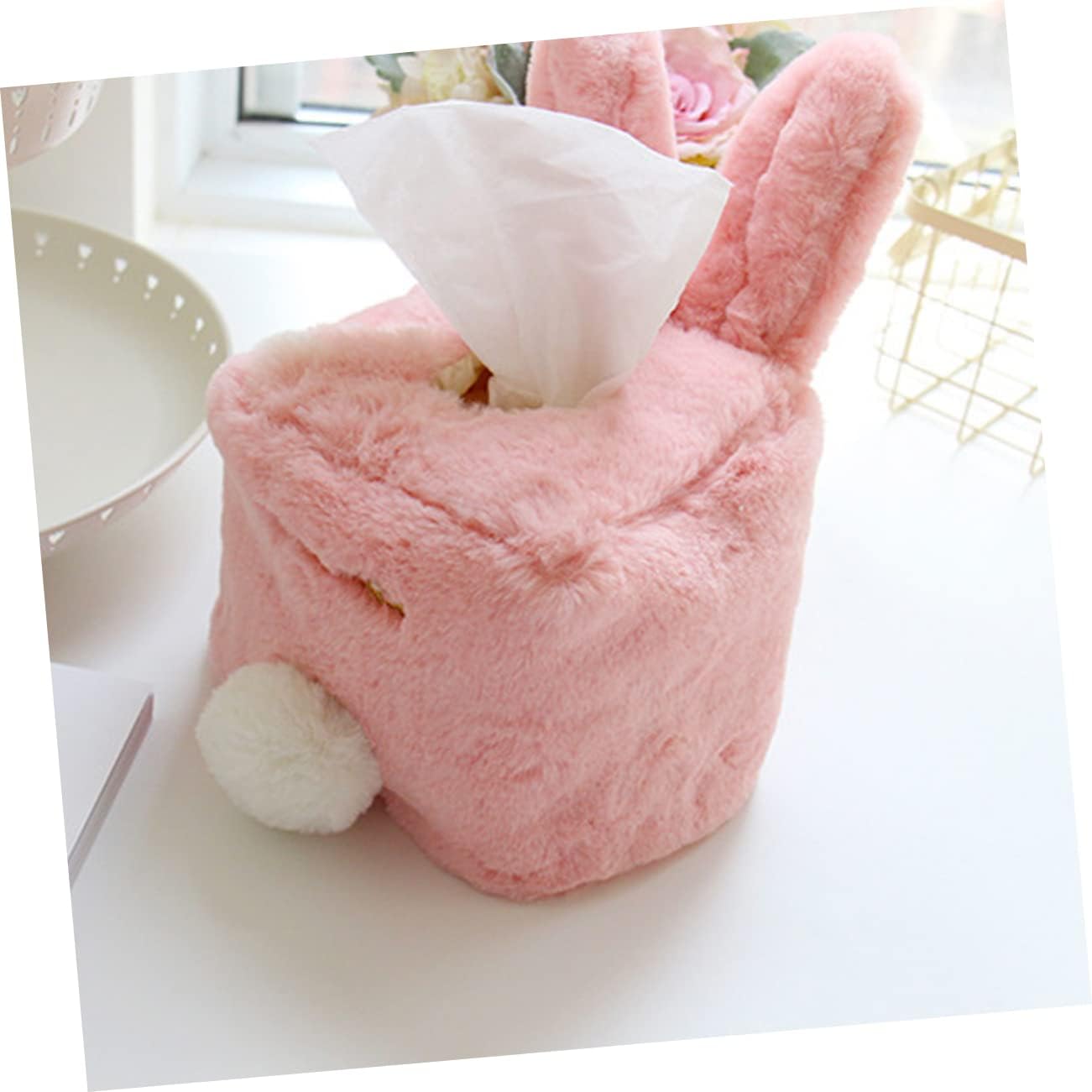 Cabilock Caja para decoración del hogar, soporte para pañuelos de automóvil, soporte de felpa, accesorios para dormitorio, soporte de papel