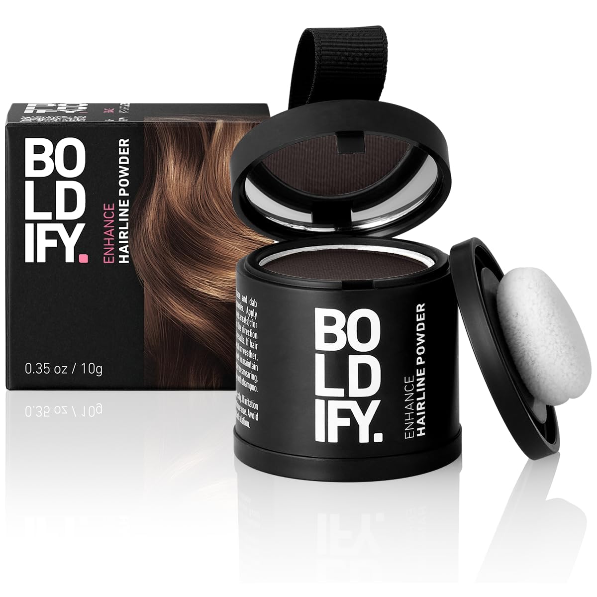 BOLDIFY Polvo de línea capilar  Botella más grande de 0.35 oz  Polvo de retoque de raíz  Oculta instantáneamente la pérdida de cabello  Toppers para