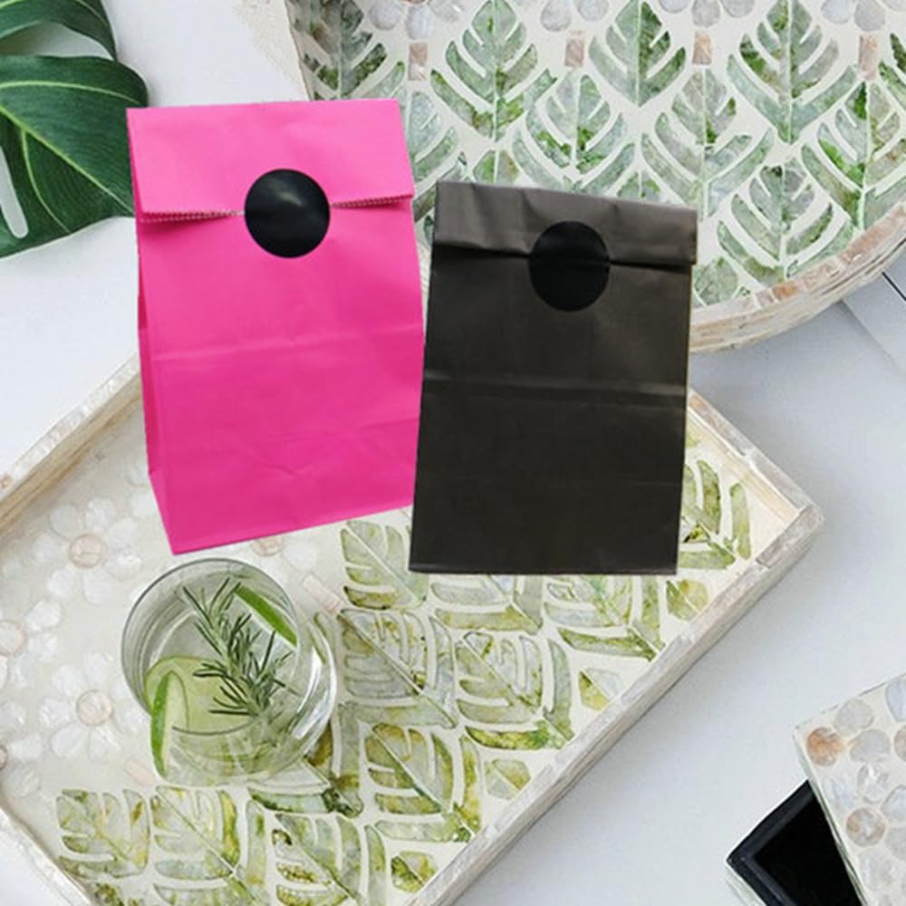MORANTI – Bolsas de papel pequeñas de 5.1 x 3.1 x 9.4 pulgadas, color rosa intenso y negro, para bodas, cumpleaños, aniversarios, fiestas, regalos,