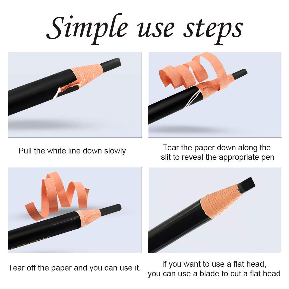 Lápiz de cejas impermeable de larga duración con cordón de tracción, perfecto para marcar, rellenar y delinear, maquillaje de tatuaje para