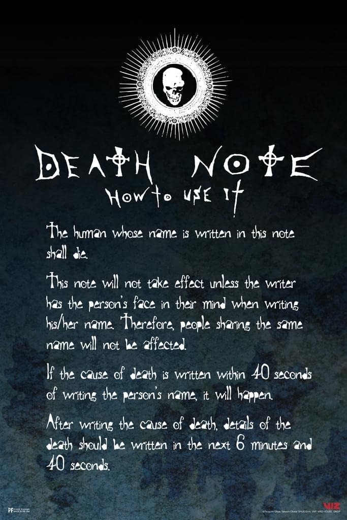 Póster de anime de Death Note para decoración de habitación, decoración estética de dormitorio, para adolescentes y niños, serie manga de anime,