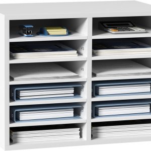 VEVOR Organizador de literatura, buzón de oficina con 12 compartimentos con estantes ajustables, clasificador de literatura de madera de 20.4 x 12 x VEVOR Organizador de literatura, buzón de oficina con 12 compartimentos con estantes ajustables, clasificador de literatura de madera de 20.4 x 12 x