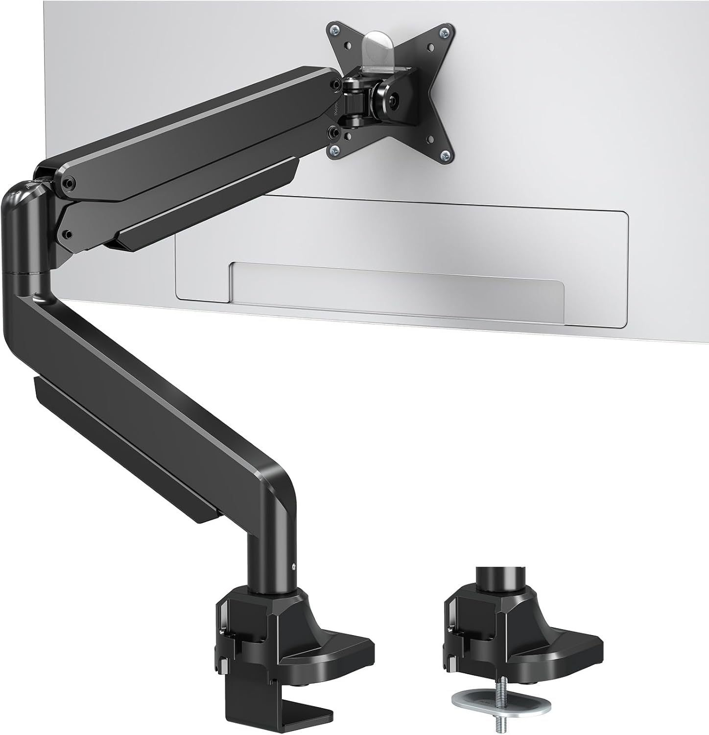 MOUNTUP Soporte de monitor único para pantalla ultraancha de 17 a 43 pulgadas, soporta 6.6-33 libras, soporte de escritorio para brazo de monitor de