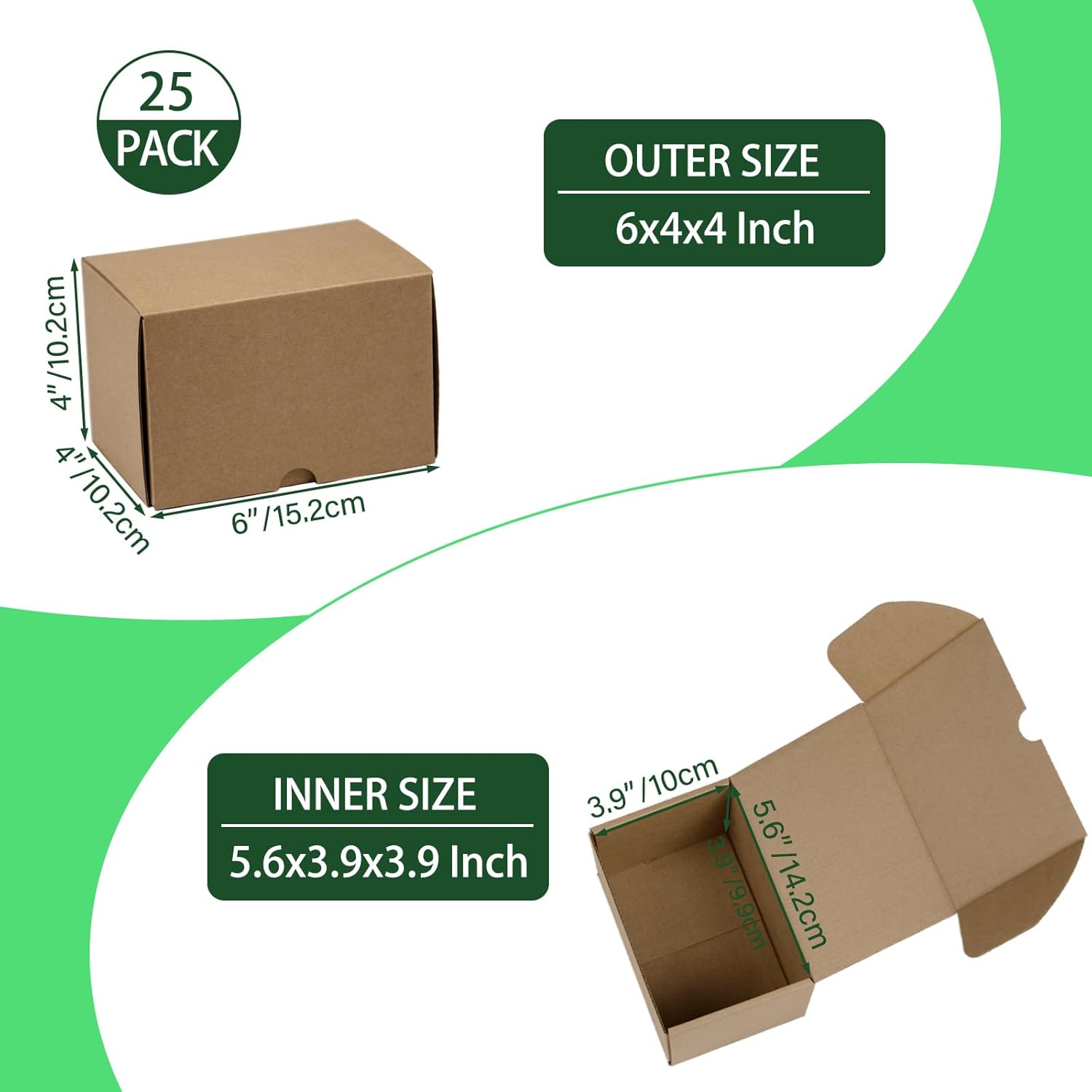 Juego de 25 cajas de envío de 6 x 4 x 4 pulgadas, cajas de cartón corrugado marrón para embalaje de pequeñas empresas